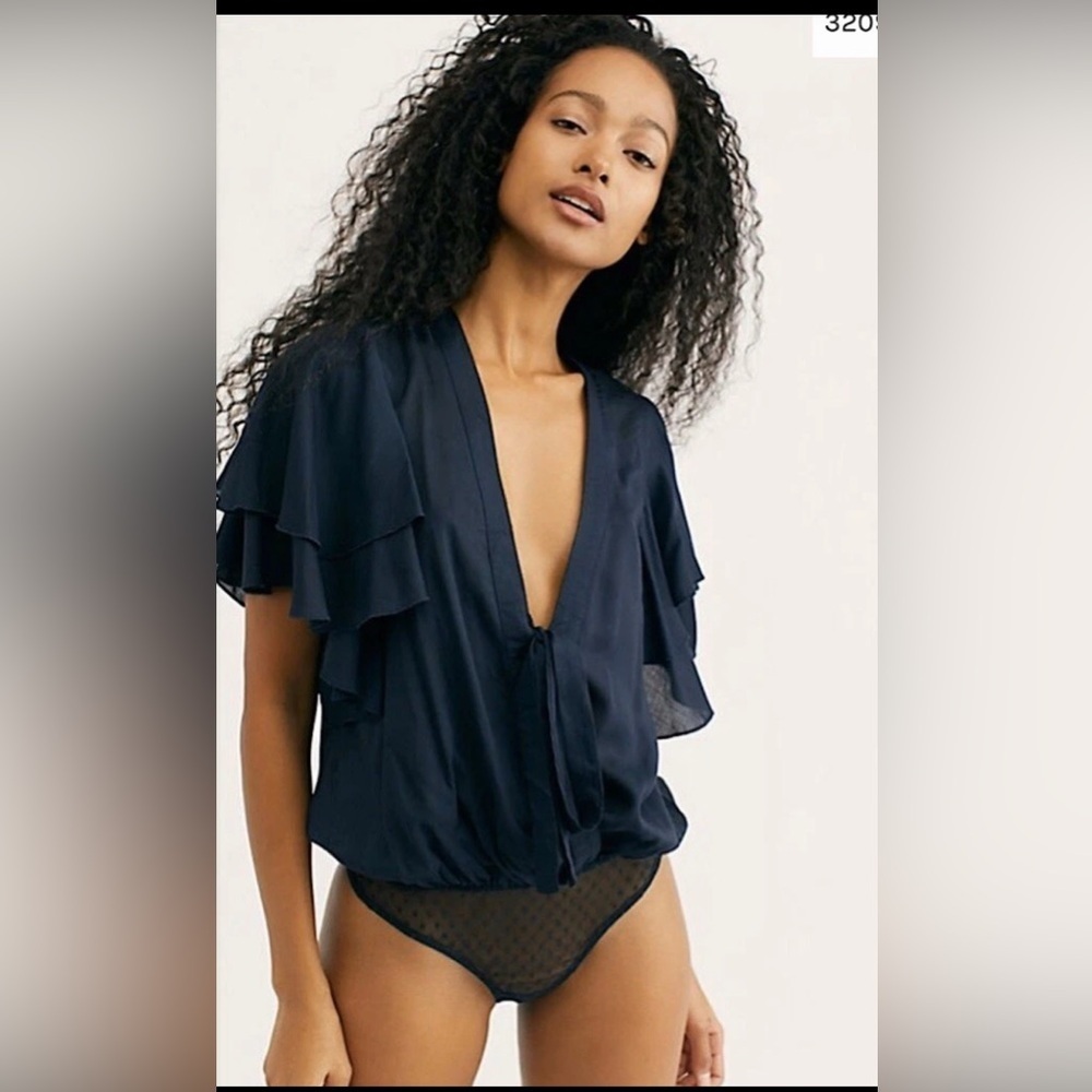 Free people Intimately Call Me Later Bodysuit Ruffle , size XS